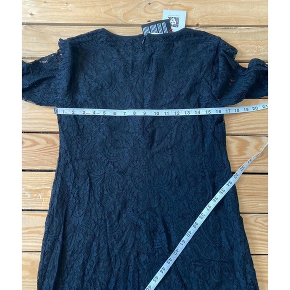 NWT ANN KLEIN Black Lace Long Sleeve Dress Size 6 - Picture 8 of 9